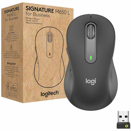 Logitech Signature M650 for Business Wireless Mouse, For Small to Medium Sized Hands, Logi Bolt, Graphite - 910-006272
