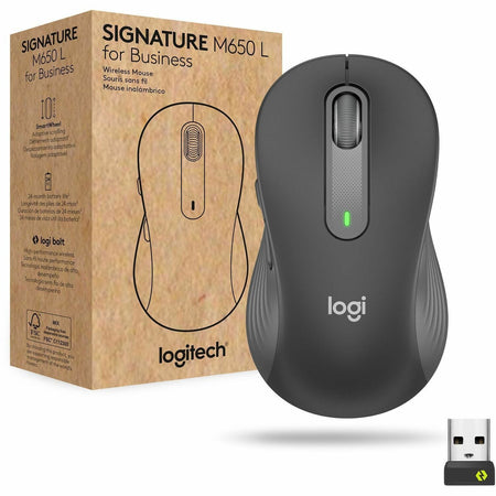 Logitech Signature M650 L for Business Wireless Mouse, For Large Sized Hands, Logi Bolt, Bluetooth, Graphite - 910-006346