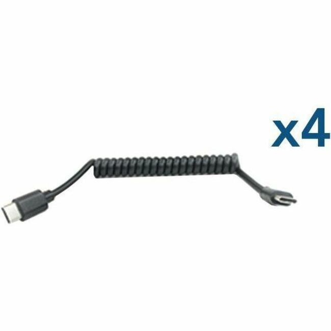 JAR Systems - USB-C to USB-C Tip Connectors - 4 Pack - 4 USB-C to USB-C Coiled Cables - AC Adapter-Free Charging - ADAPT4-USBC-CABLE