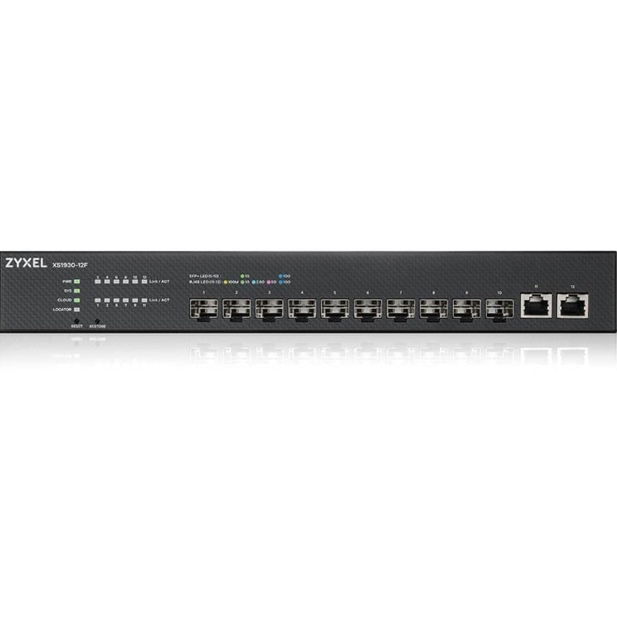 ZYXEL XS1930-12F 10-Port 10G SFP+ L3 Smart Nebula Cloud Managed Switch with 2 10G Ethernet Ports - XS1930-12F