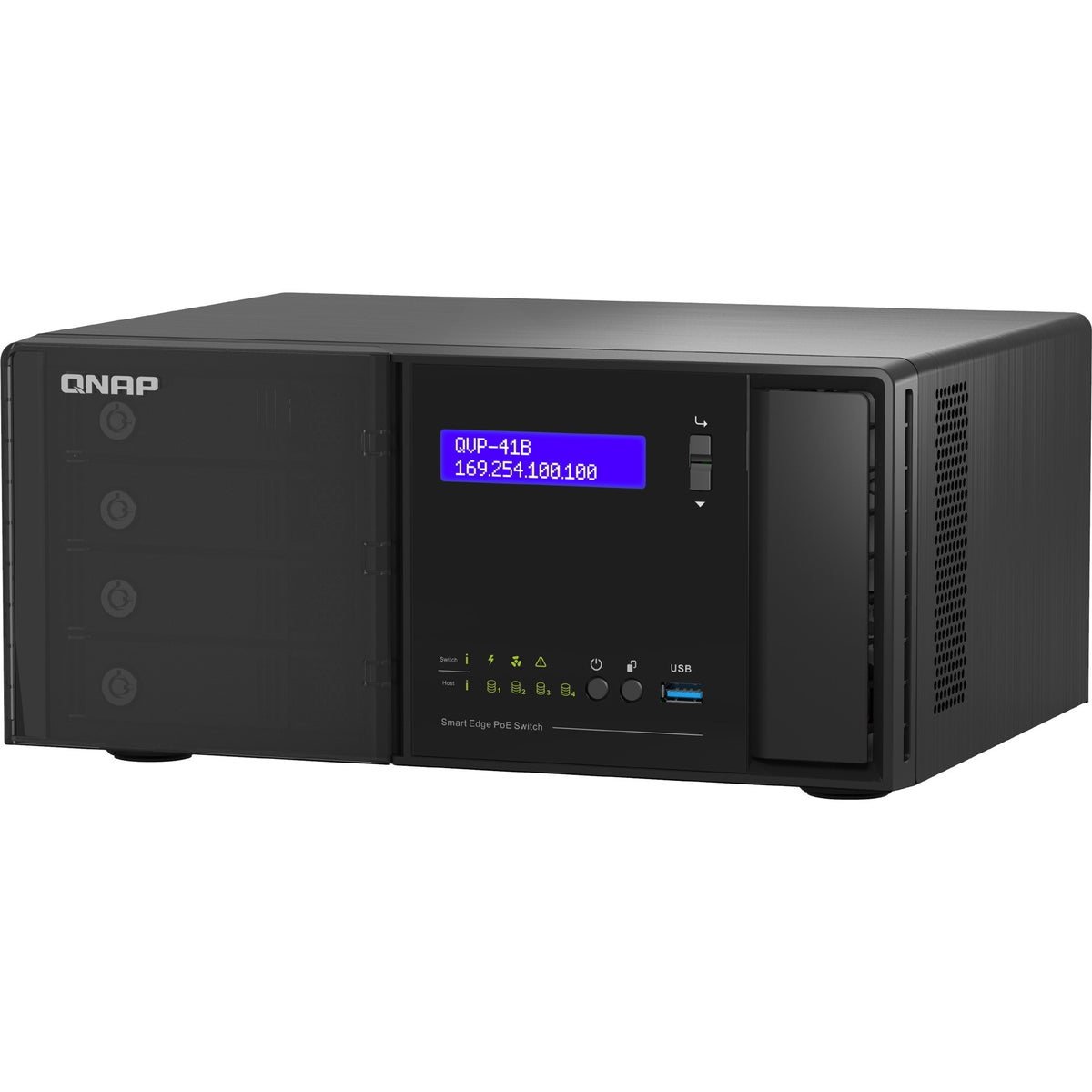 QNAP NVR Server X Smart PoE Switch, Building Complete Surveillance Network - QVP-41B-8G-P-US