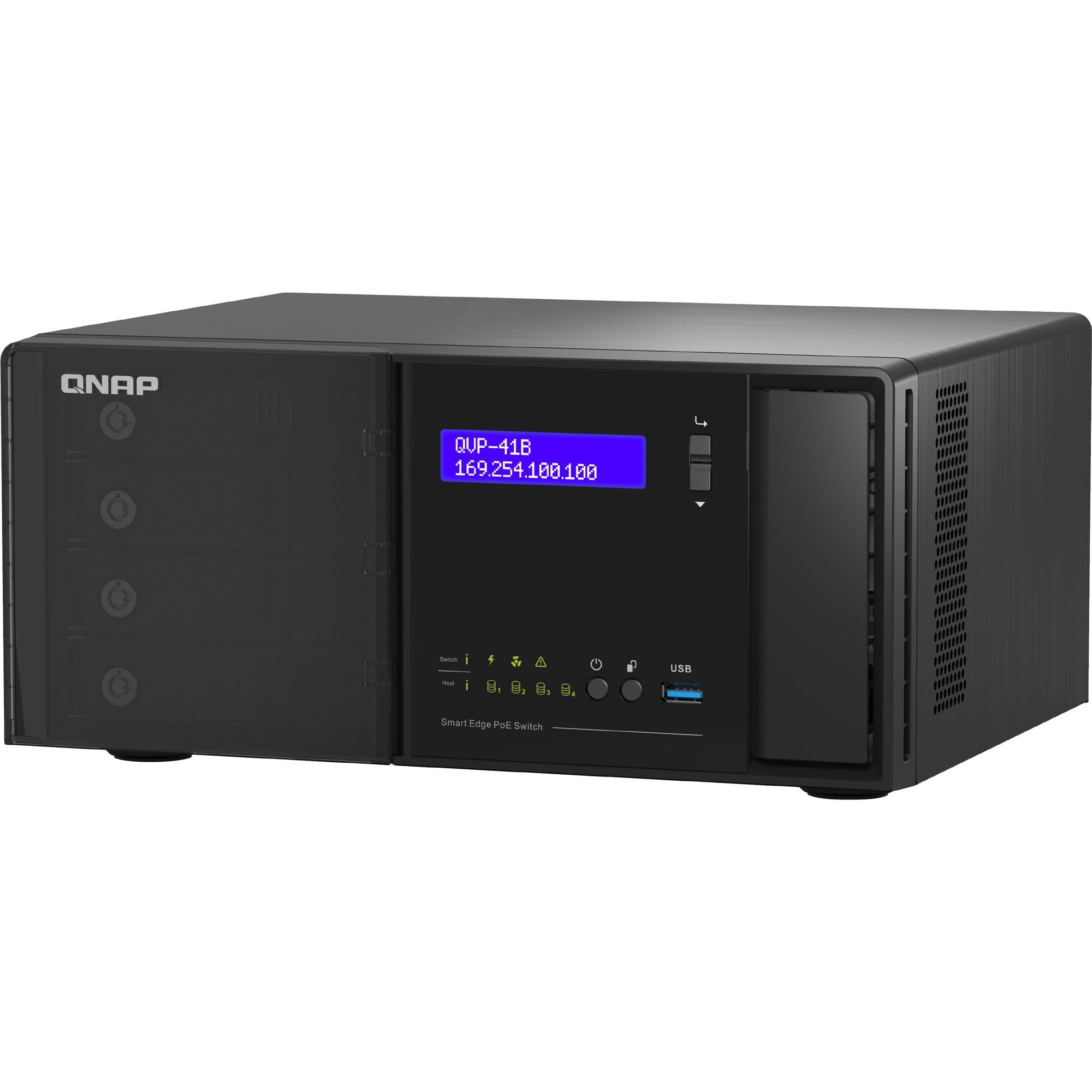 QNAP NVR Server X Smart PoE Switch, Building Complete Surveillance Network - QVP-41B-8G-P-US