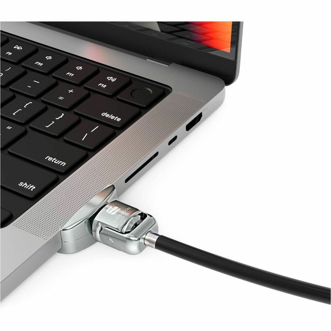 Compulocks Ledge Lock Adapter for MacBook Pro 16" M1 & M2 with Keyed Cable Lock Silver - MBPR16LDG02KL