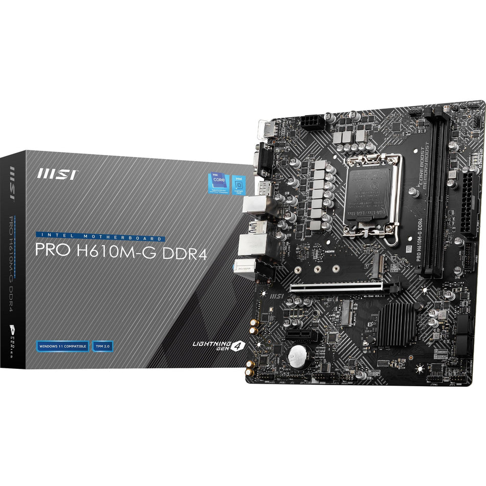 MSI H610M-G DDR4 Desktop Motherboard - Intel H610 Chipset - Socket LGA-1700 - Micro ATX - PROH610MGD4