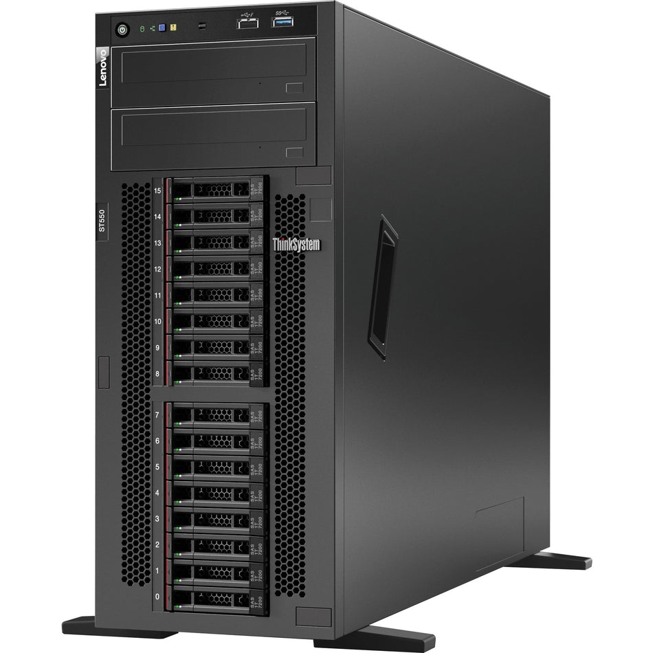 Lenovo ThinkSystem ST550 7X10A0DUNA 4U Tower Server - 1 x Intel Xeon Silver 4216 2.10 GHz - 32 GB RAM - Serial ATA/600 Controller - 7X10A0DUNA