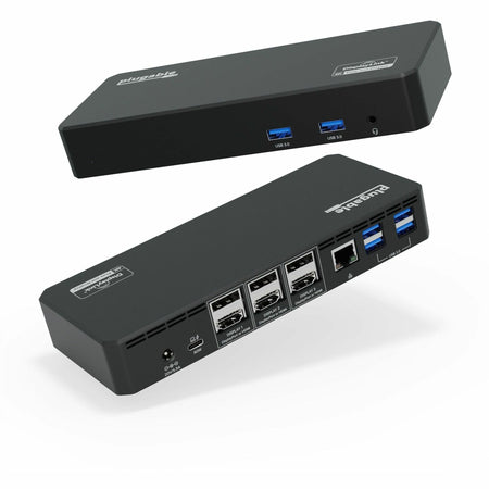 Plugable 12-in-1 USB C Docking Station Triple 4K Displays with 3x HDMI or 3x DisplayPort with 60W Charging - UD-6950PDZ