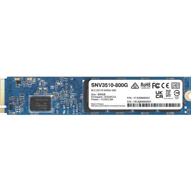 Synology SNV3000 SNV3510-800G 800 GB Solid State Drive - M.2 22110 Internal - PCI Express NVMe (PCI Express NVMe 3.0 x4) - SNV3510-800G