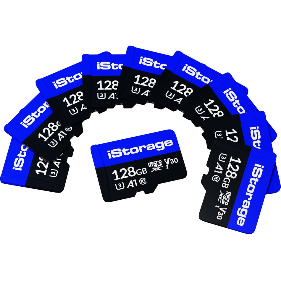 10 PACK iStorage microSD Card 128GB | Encrypt data stored on iStorage microSD Cards using datAshur SD USB flash drive | Compatible with datAshur SD drives only - IS-MSD-10-128