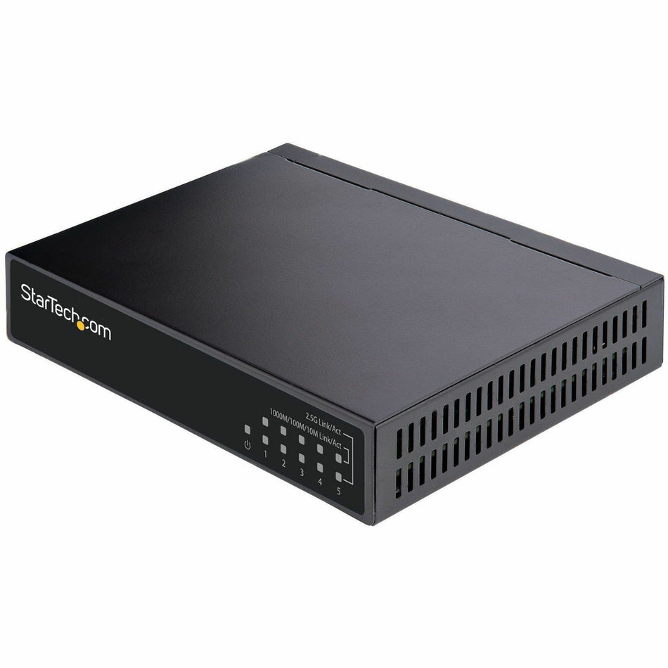 StarTech.com Unmanaged 2.5G Switch, 5 Port 2.5GBASE-T Unmanaged Ethernet Switch, Din Rail | Wall Mount, Multi-Gigabit, Auto-MDIX, 9K Jumbo - DS52000