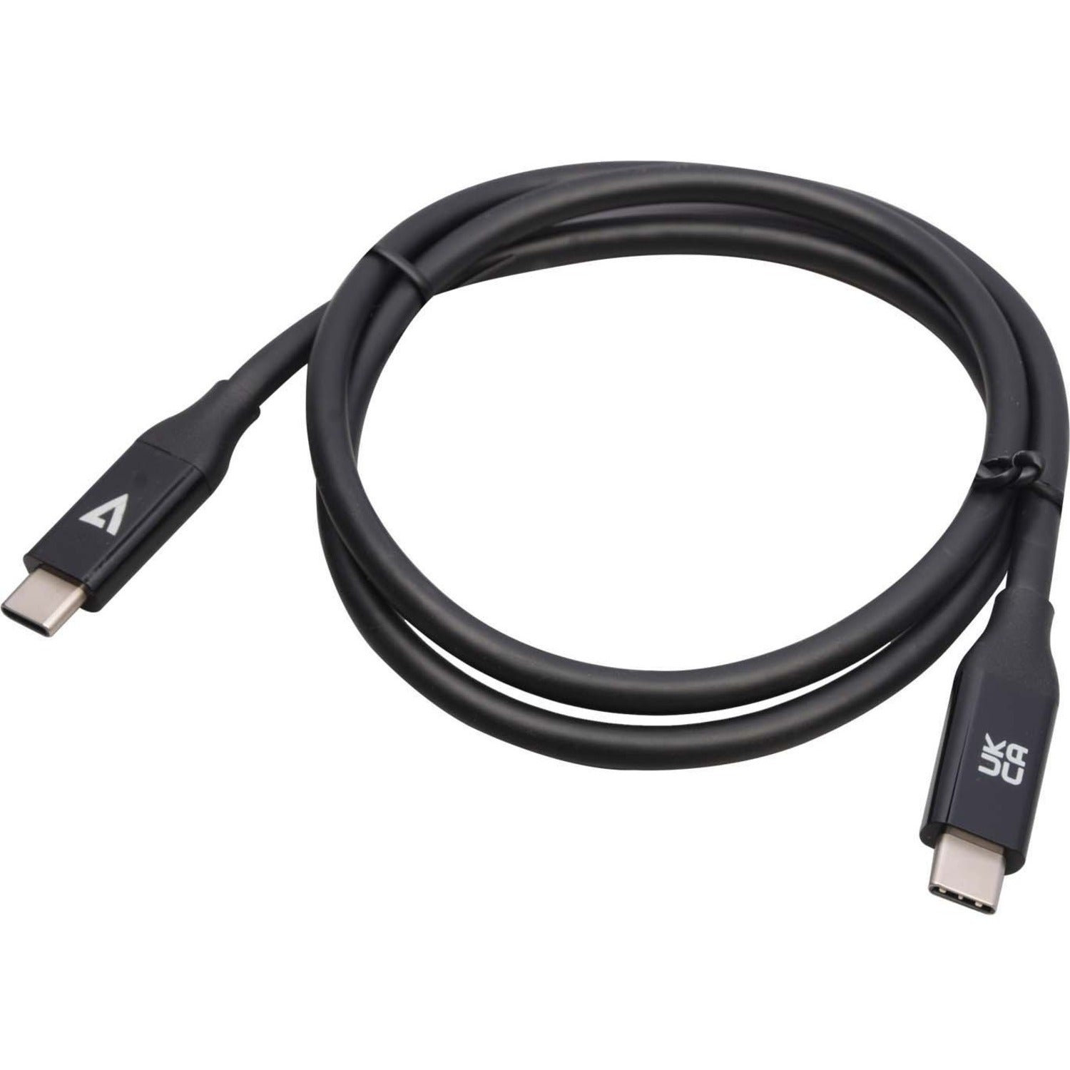 V7 USB-C Male to USB-C Male Cable USB4 40 Gbps 5A 0.8m/2.6ft Black - V7USB4-80CM