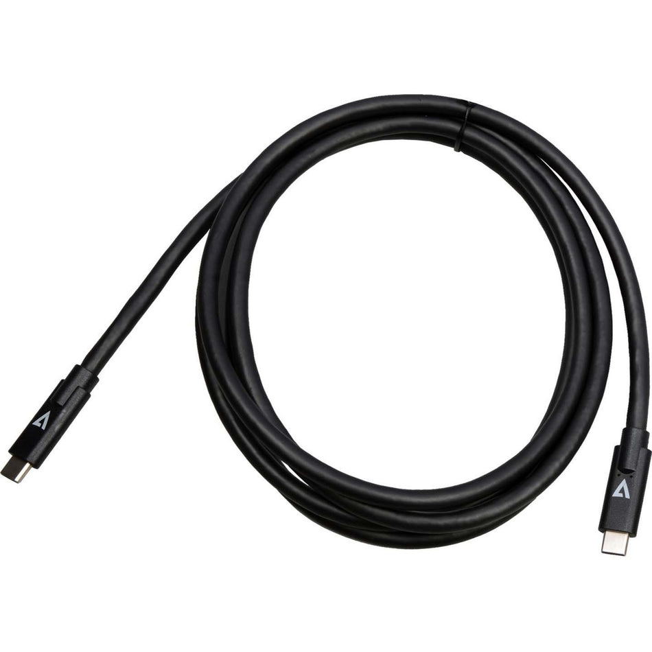 V7 USB-C Male to USB-C Male Cable USB 3.2 Gen2 10 Gbps 3A 2m/6.6ft Black - V7USBC10GB-2M