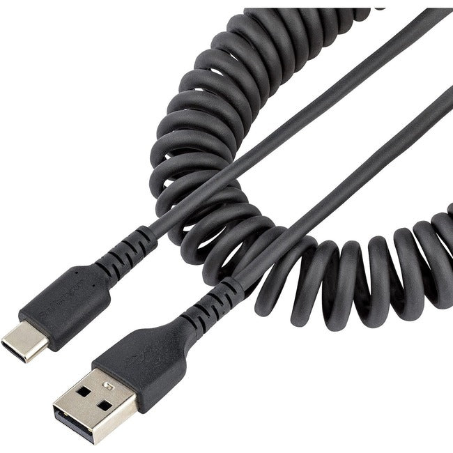 StarTech.com 3ft (1m) USB A to C Charging Cable, Coiled Heavy Duty USB 2.0 A to Type-C, Durable Fast Charge & Sync USB-C Cable, Black, M/M - R2ACC-1M-USB-CABLE