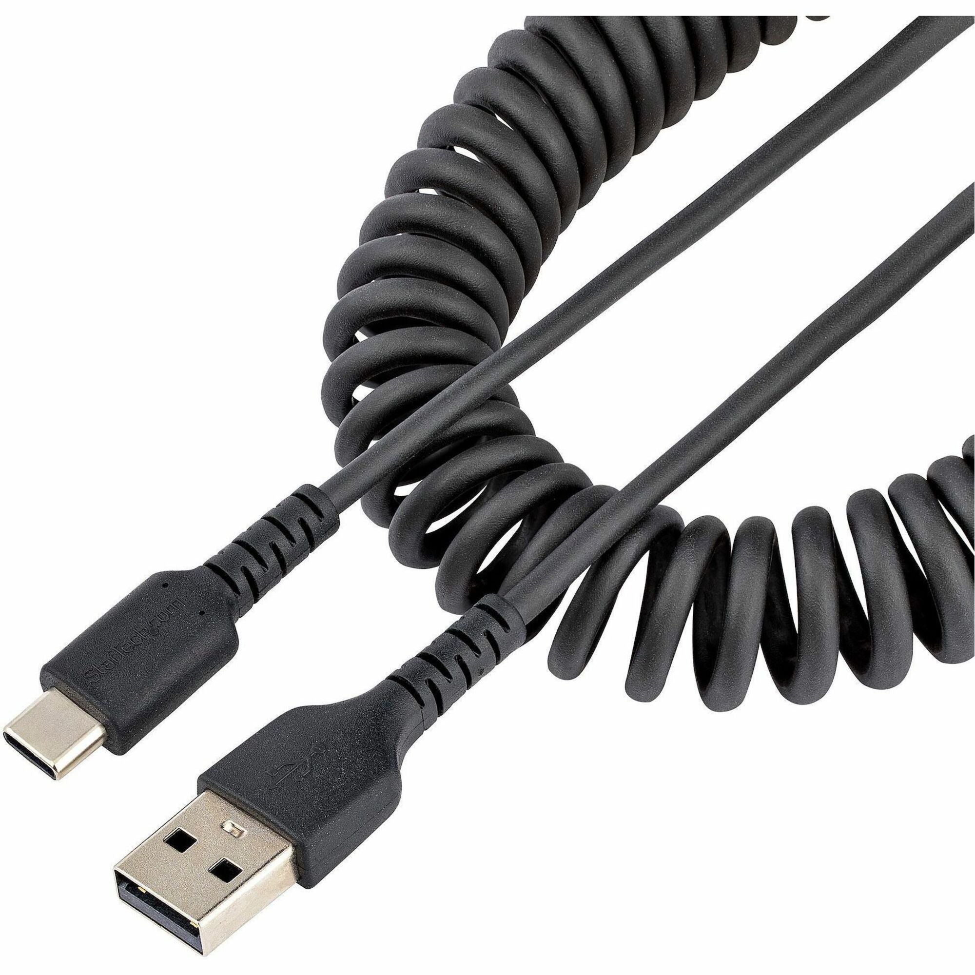 StarTech.com 20in (50cm) USB A to C Charging Cable, Coiled Heavy Duty USB 2.0 A to Type-C, Durable Fast Charge & Sync USB-C Cable, Black - R2ACC-50C-USB-CABLE