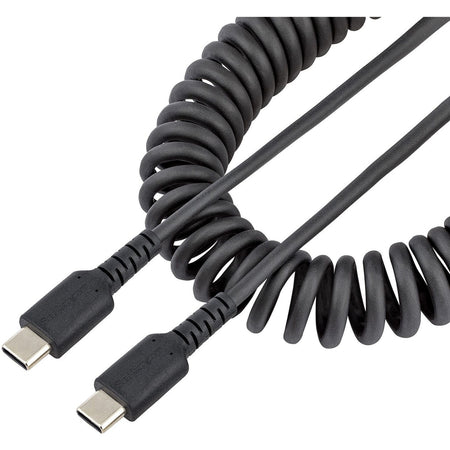 StarTech.com 3ft (1m) USB C Charging Cable, Coiled Heavy Duty Fast Charge & Sync USB-C Cable, High Quality USB 2.0 Type-C Cable, Black - R2CCC-1M-USB-CABLE