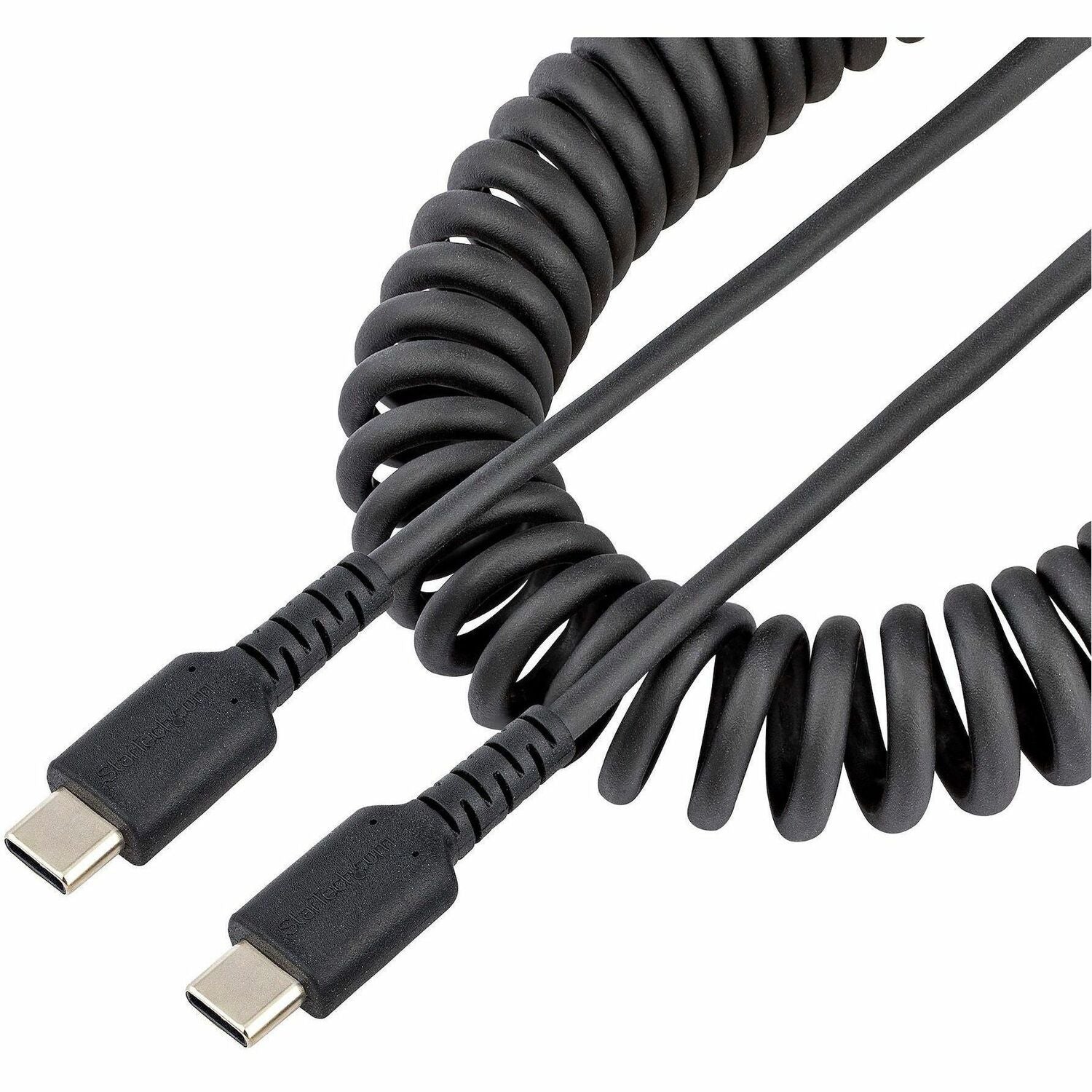 StarTech.com 3ft (1m) USB C Charging Cable, Coiled Heavy Duty Fast Charge & Sync USB-C Cable, High Quality USB 2.0 Type-C Cable, Black - R2CCC-1M-USB-CABLE