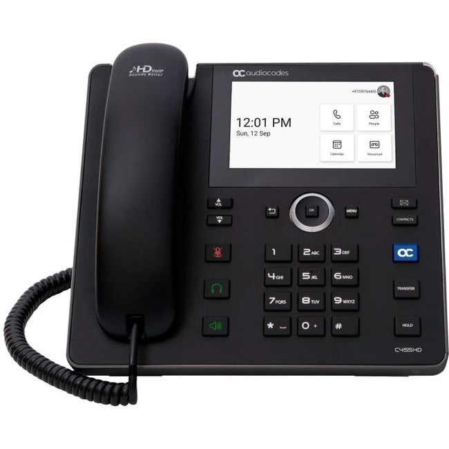 AudioCodes C455HDPS-DBW IP Phone - Corded/Cordless - Corded/Cordless - Bluetooth, Wi-Fi - Wall Mountable - Black - TEAMS-C455HDPS-DBW