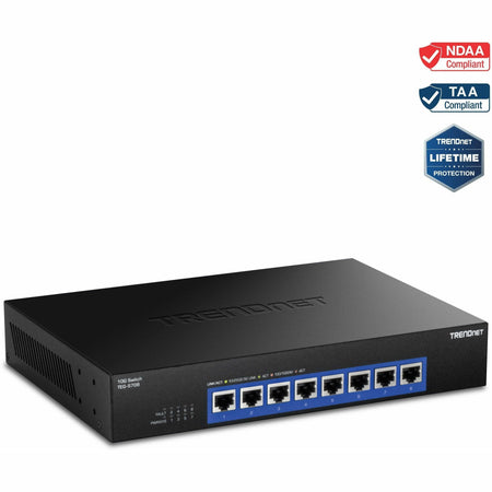 TRENDnet 8-Port 10G Switch, 8 x 10G RJ-45 Ports, 160Gbps Switching Capacity Rack mountable, 10 Gigabit Network Connections, Lifetime Protection, Black, TEG-S708 - TEG-S708