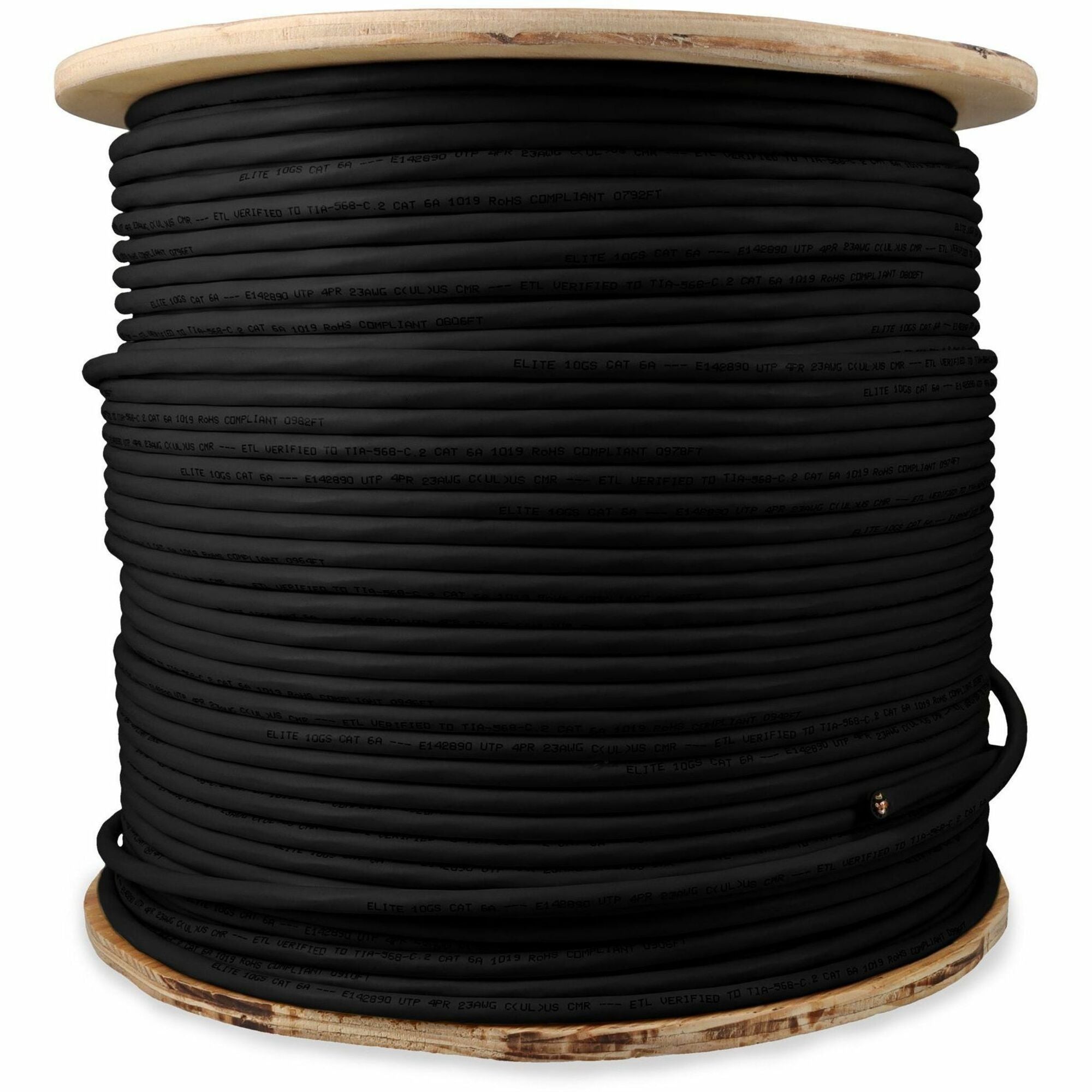 AddOn 1000ft Non-Terminated Black CAT 6A PVC Bulk Cable - ADD-CAT6ABULK1K-BK