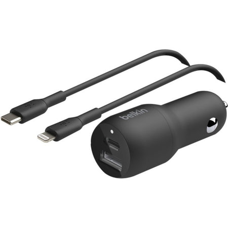 Belkin BoostCharge Dual Car Charger with PPS 37W (USB-C Cable with Lightning Connector included) - CCB004BT1MBK-B5