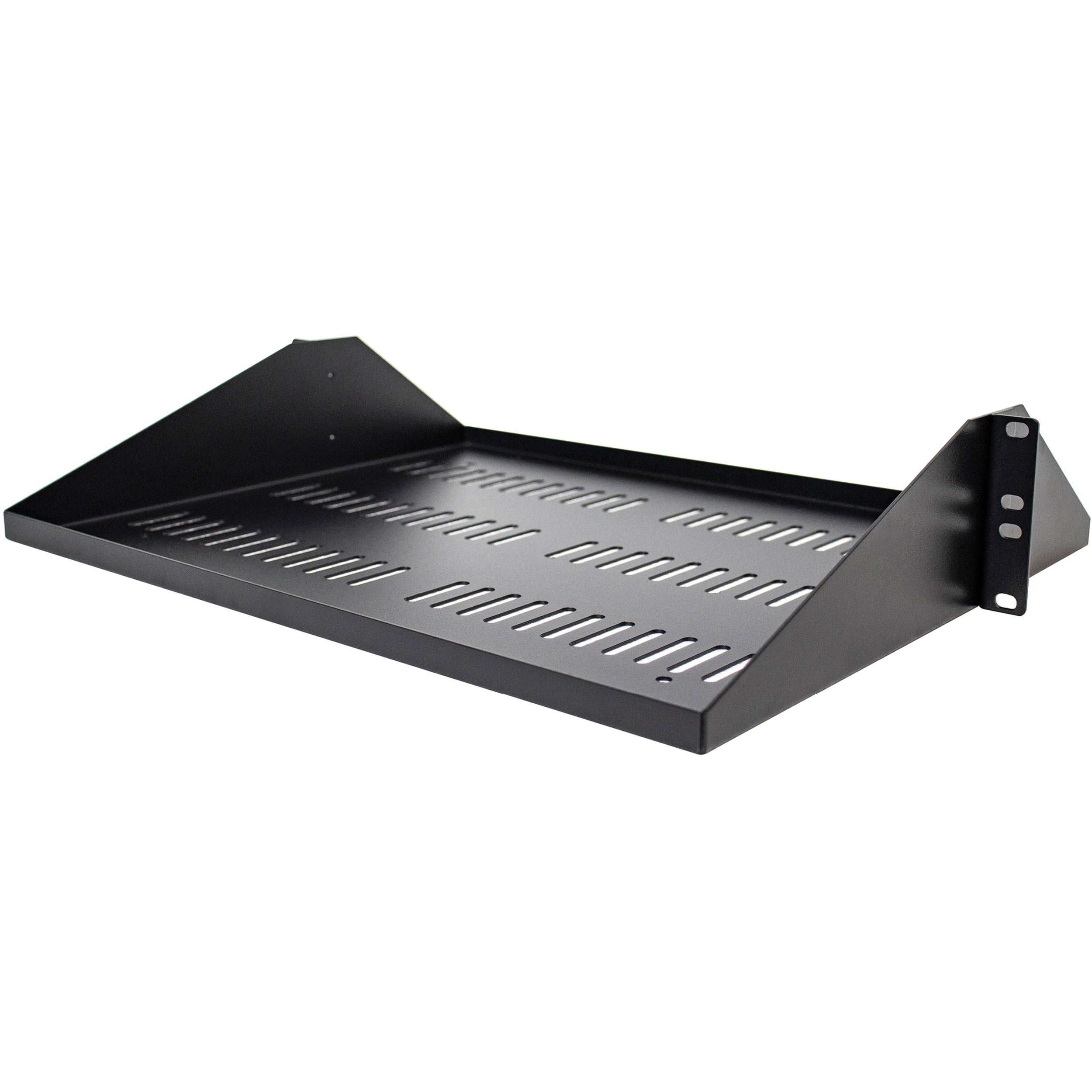 StarTech.com 2U Vented Server Rack Shelf - Center Mount Fixed 14" Deep Cantilever Rackmount Tray for 19" Data/AV/Network w/Cage Nuts - SHELF-2U-14-CENTER-V