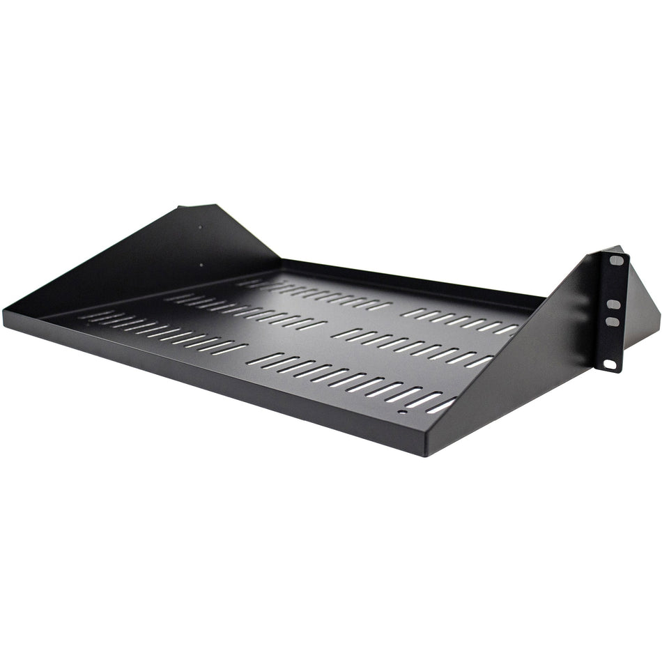 StarTech.com 2U Vented Server Rack Shelf - Center Mount Fixed 14" Deep Cantilever Rackmount Tray for 19" Data/AV/Network w/Cage Nuts - SHELF-2U-14-CENTER-V