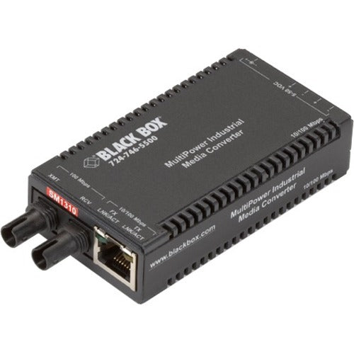"Fast Ethernet (100-Mbps) Industrial Media Converter - 10/100-Mbps Copper to 100-Mbps Singlemode Fiber, Hardened Temperature, 1310nm, 40km, ST " - LIC024A-R3