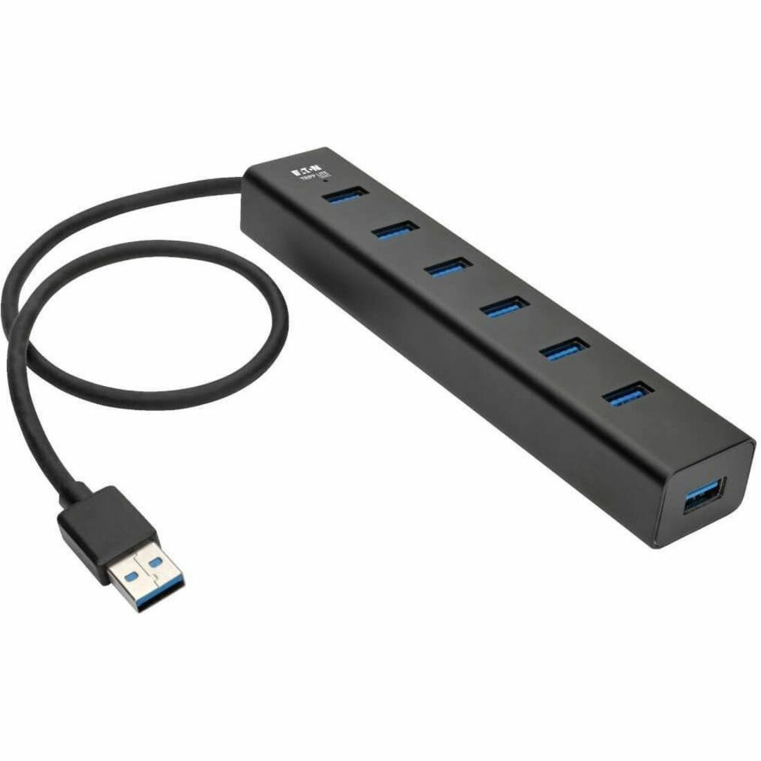 Eaton Tripp Lite Series 7-Port USB-A Mini Hub - USB 3.x (5Gbps), International Plug Adapters, Aluminum Housing - U360-007-AL-INT