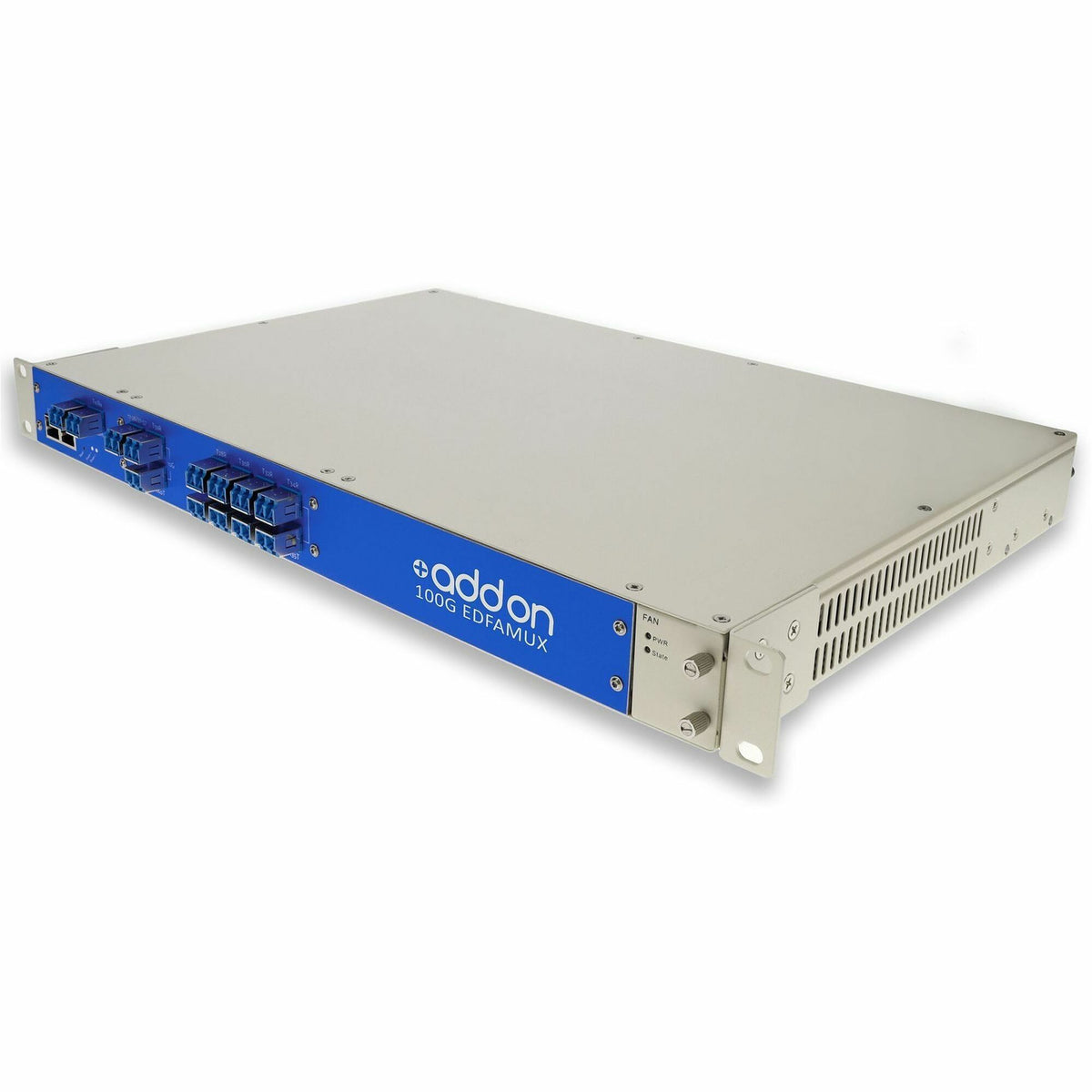 AddOn 8 Channel C-Band Active MUX EDFAs and Tunable Dispersion Compensator, ITU 100GHz, Channels 28-35, 8x100G, 80km, Power Budget 18dB (Link Engineering Req'd) - ADD-EDFAMUX-8X100G-28-80-DC