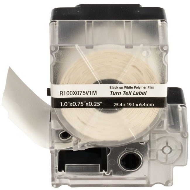 Panduit PXE R100X075V1M MP Printer Turn-Tell Label, Vinyl, White, 0.75"x1" , 0.25"POH - R100X075V1M