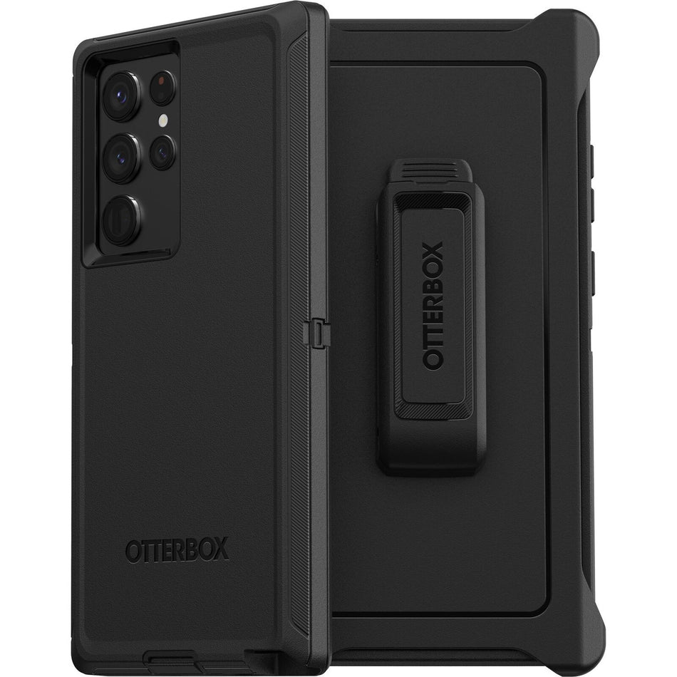 OtterBox Defender Rugged Carrying Case (Holster) Samsung Galaxy S22 Ultra Smartphone - Black - 77-86364