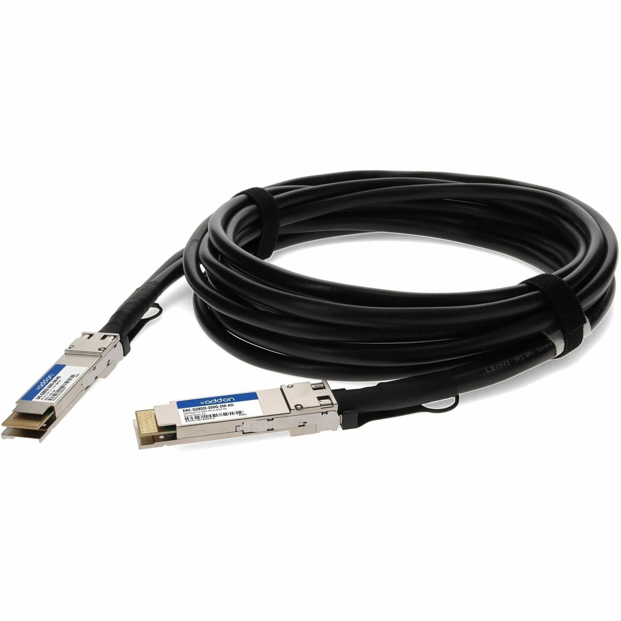 AddOn Dell&reg; DAC-Q28DD-200G-2M Compatible TAA Compliant 200GBase-CU QSFP-DD Direct Attach Cable (Passive Twinax, 2m) - DAC-Q28DD-200G-2M-AO