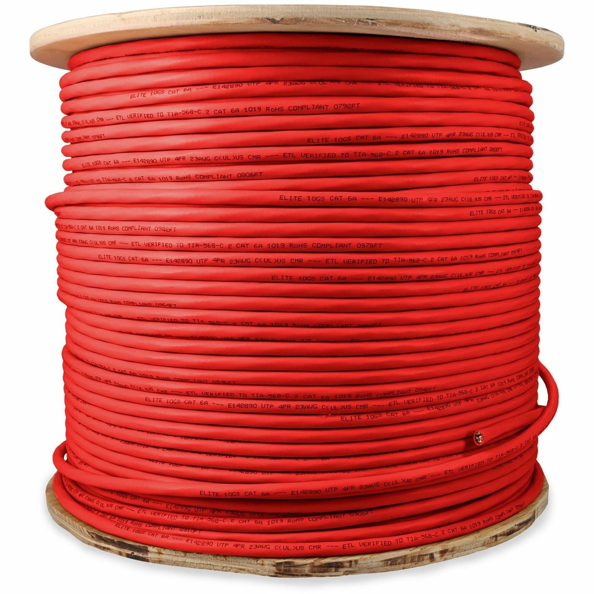 AddOn 1000ft Non-Terminated Red CAT 6A PVC Bulk Cable - ADD-CAT6ABULK1K-RD