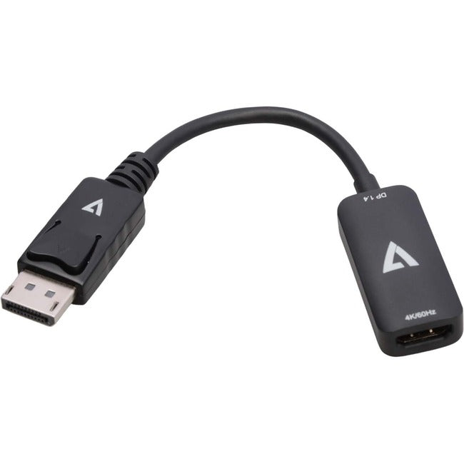 V7 DisplayPort 1.4 Male to HDMI 2.0 Female Adapter 4K UHD Black - V7DPHDMIACTV