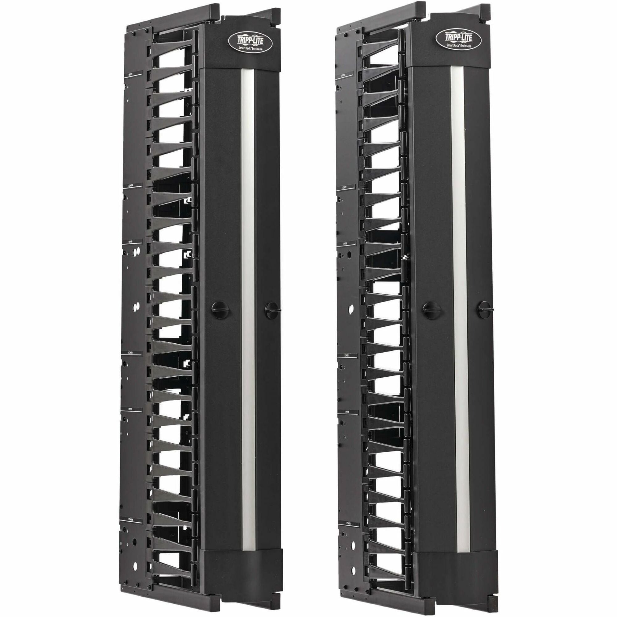 Tripp Lite by Eaton High-Capacity Vertical Cable Manager - Deep Double Finger Duct with Cover, Single Sided, 6 in. Wide, Black, 7 ft. (2.2 m) - SRCABLEVRT6HD