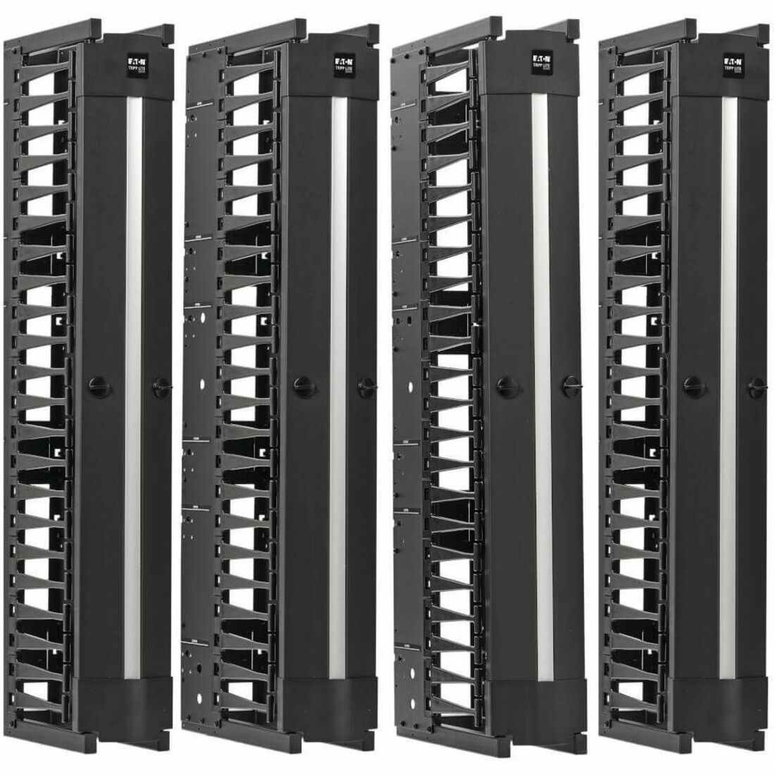 Eaton Tripp Lite Series High-Capacity Vertical Cable Manager - Deep Double Finger Duct with Cover, Double Sided, 6 in. Wide, Black, 7 ft. (2.2 m) - SRCABLEVRT6HD2