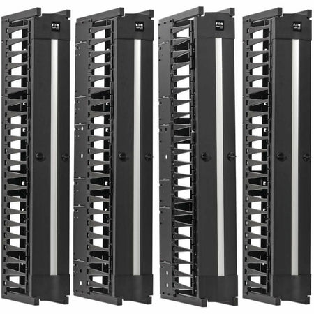 Eaton Tripp Lite Series High-Capacity Vertical Cable Manager - Deep Double Finger Duct with Cover, Double Sided, 6 in. Wide, Black, 7 ft. (2.2 m) - SRCABLEVRT6HD2