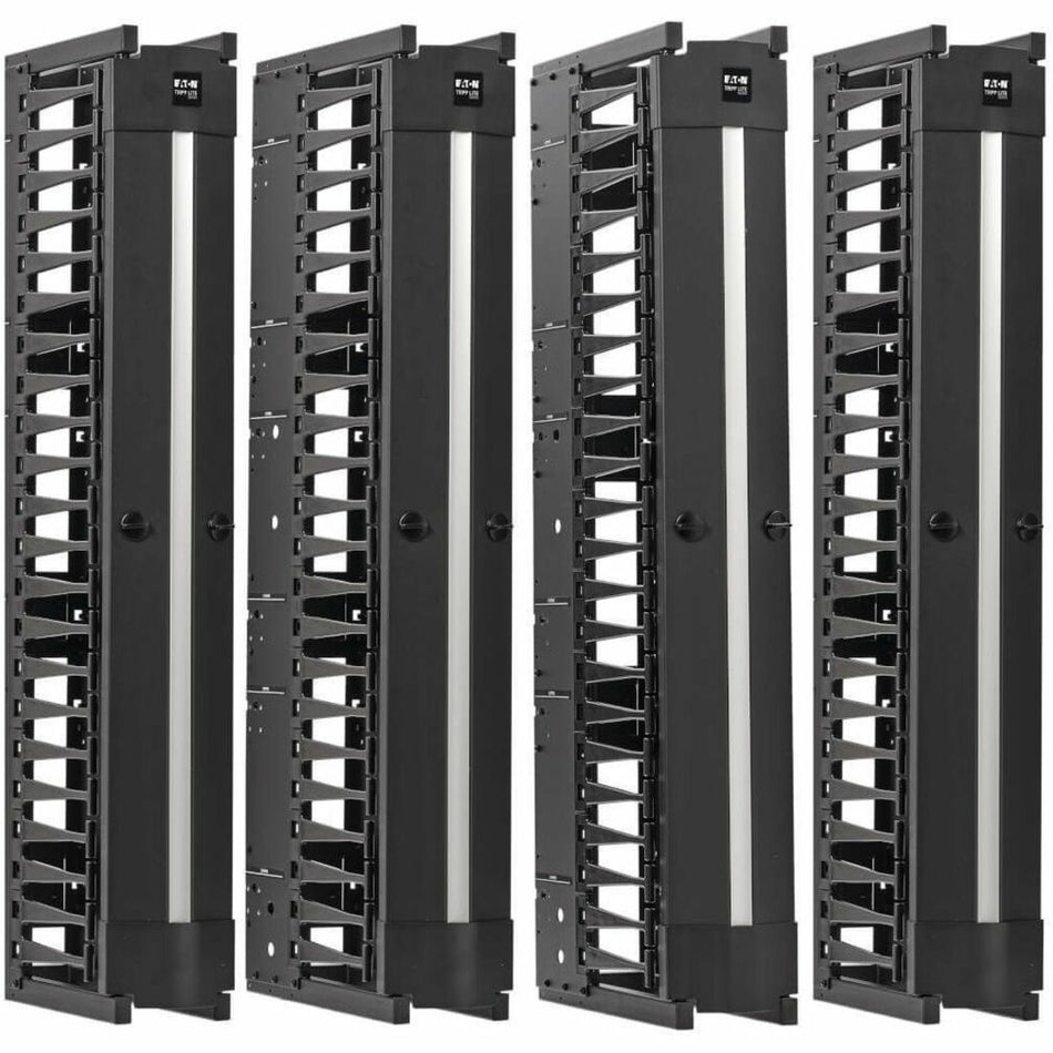 Eaton Tripp Lite Series High-Capacity Vertical Cable Manager - Deep Double Finger Duct with Cover, Double Sided, 6 in. Wide, Black, 7 ft. (2.2 m) - SRCABLEVRT6HD2