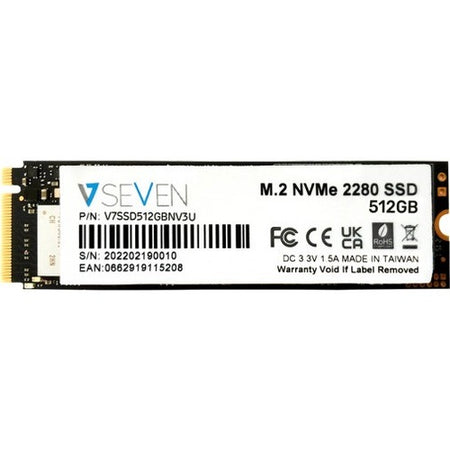 V7 V7SSD512GBNV3U 512 GB Solid State Drive - M.2 Internal - PCI Express NVMe (PCI Express NVMe 3.0 x4) - TAA Compliant - V7SSD512GBNV3U