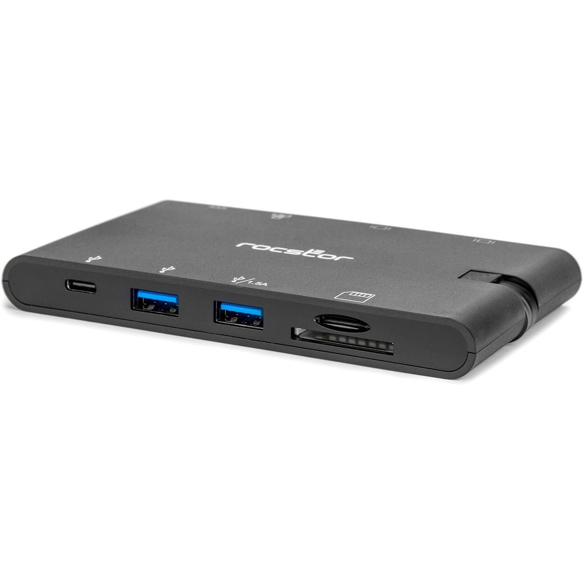 Rocstor Portable USB-C Multiport Adapter, 2x USB-C, USB-A, HDMI, VGA, RJ45, SD Card - Y10A263-B1