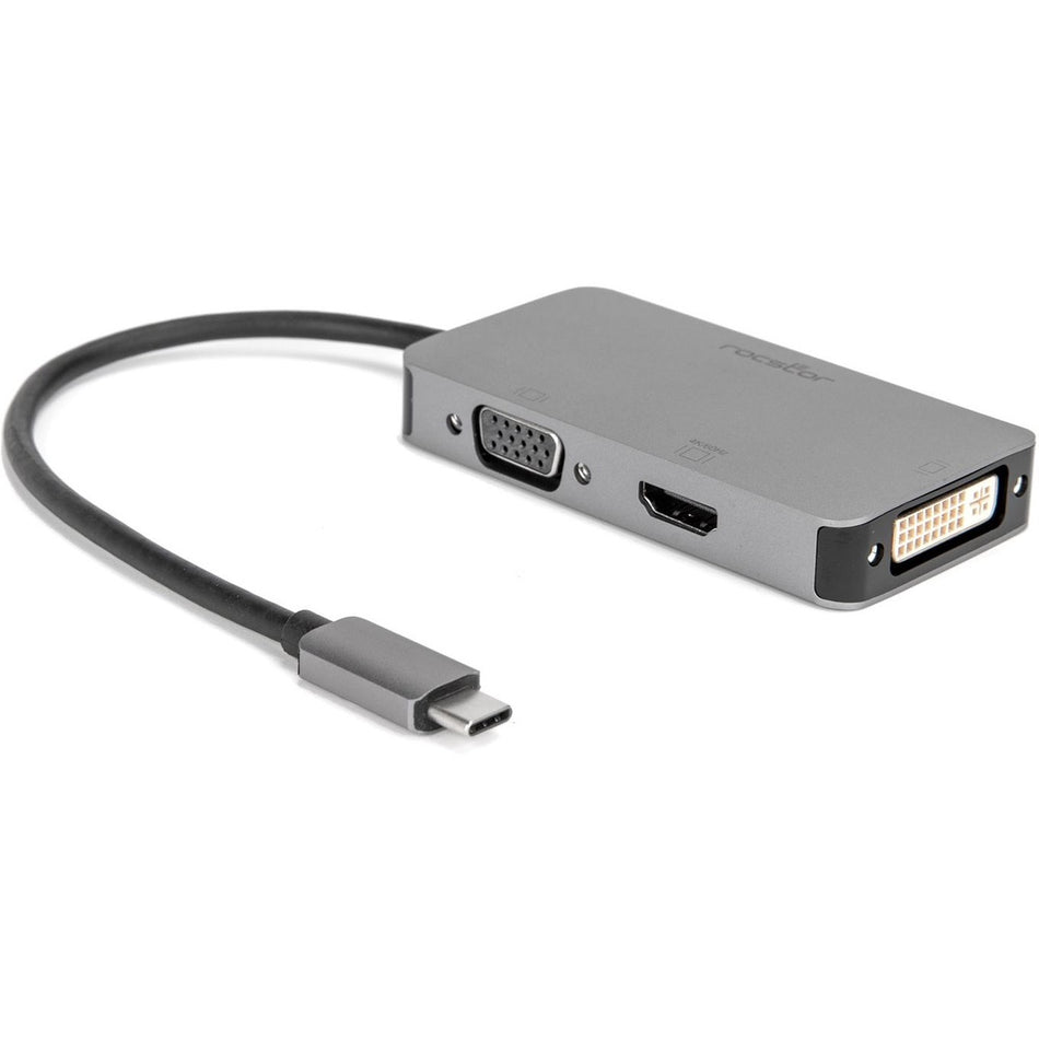 Rocstor Premium USB-C Multiport Hub 3-in-1, HDMI, VGA or DVI Adapter - Y10A266-A1