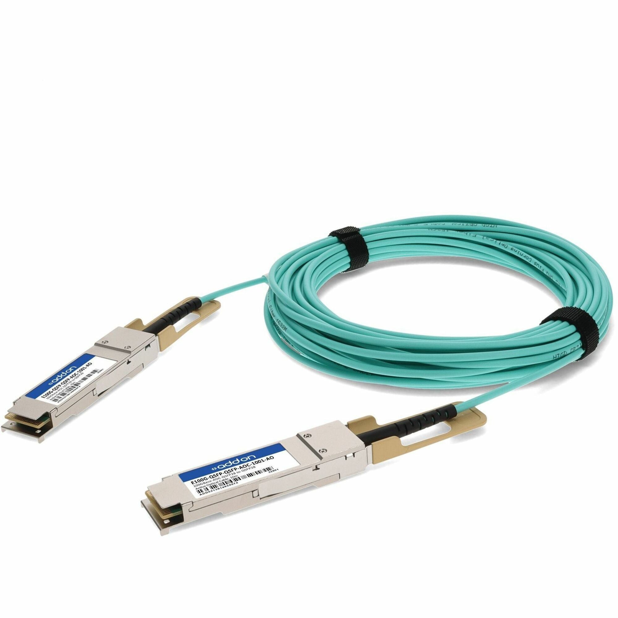 AddOn Ruckus&reg; E100G-QSFP-QSFP-AOC-1001 Compatible TAA Compliant 100GBase-AOC QSFP28 Active Optical Cable (850nm, MMF, 10m) - E100G-QSFP-QSFP-AOC-1001-AO