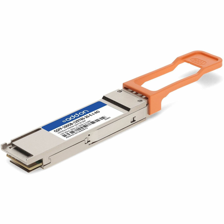 AddOn Juniper Networks&reg; Compatible TAA 100GBase-OWDM QSFP28 Transceiver O-Band Channel OW297 50GHz (SMF, 1297.80nm, 20km, LC, DOM, -5 to +80C) - QSFP-100GB-129780-20-E-J-AO