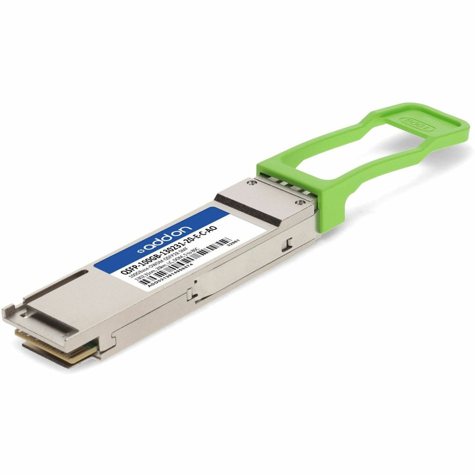 AddOn Cisco&reg; Compatible TAA 100GBase-OWDM QSFP28 Transceiver O-Band Channel OW302 50GHz (SMF, 1302.31nm, 20km, LC, DOM, -5 to +80C) - QSFP-100GB-130231-20-E-C-AO