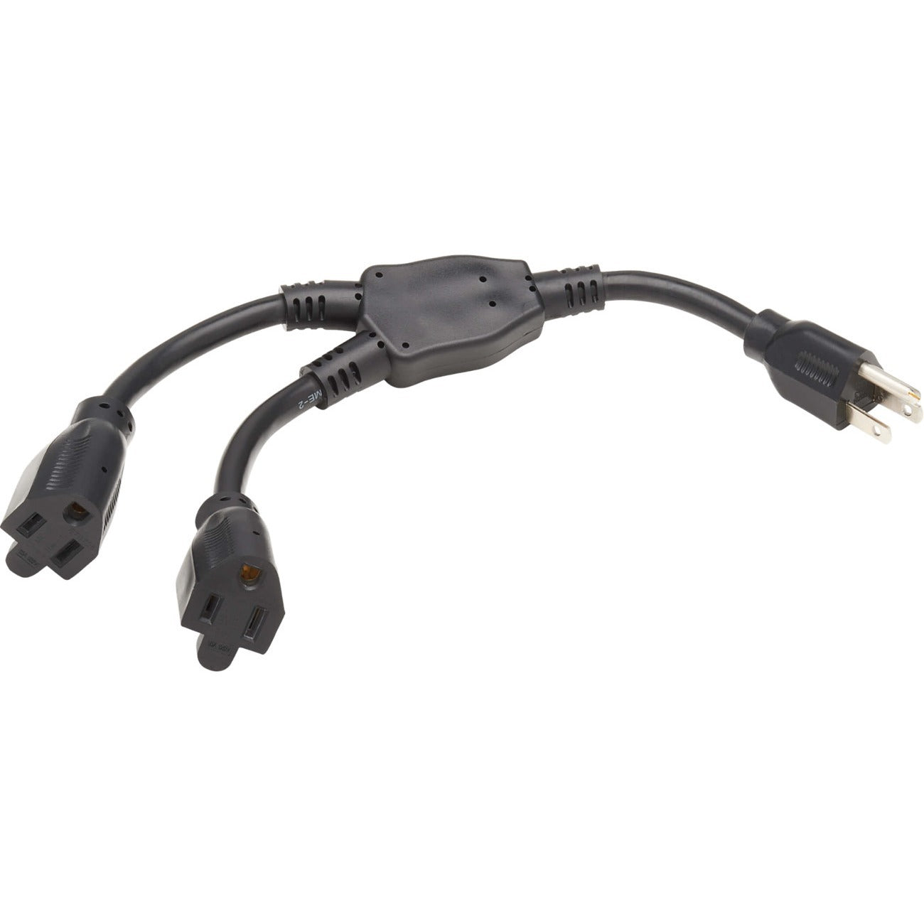 Eaton Tripp Lite Series Extension Cord Y Splitter, NEMA 5-15P to 2x NEMA 5-15R - Heavy Duty, 15A, 120V, 14 AWG, 1 ft. (0.3 m), Black - P024-001-2