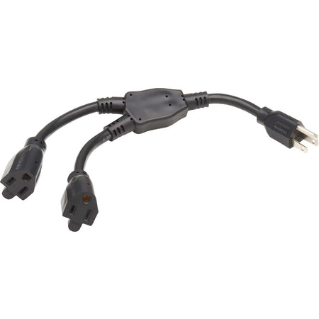 Eaton Tripp Lite Series Extension Cord Y Splitter, NEMA 5-15P to 2x NEMA 5-15R - Heavy Duty, 15A, 120V, 14 AWG, 1 ft. (0.3 m), Black - P024-001-2