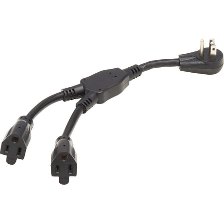 Eaton Tripp Lite Series Extension Cord Y Splitter, Right-Angle NEMA 5-15P to 2x NEMA 5-15R - Heavy Duty, 15A, 120V, 14 AWG, 1 ft. (0.3 m), Black - P024-001-15D-2