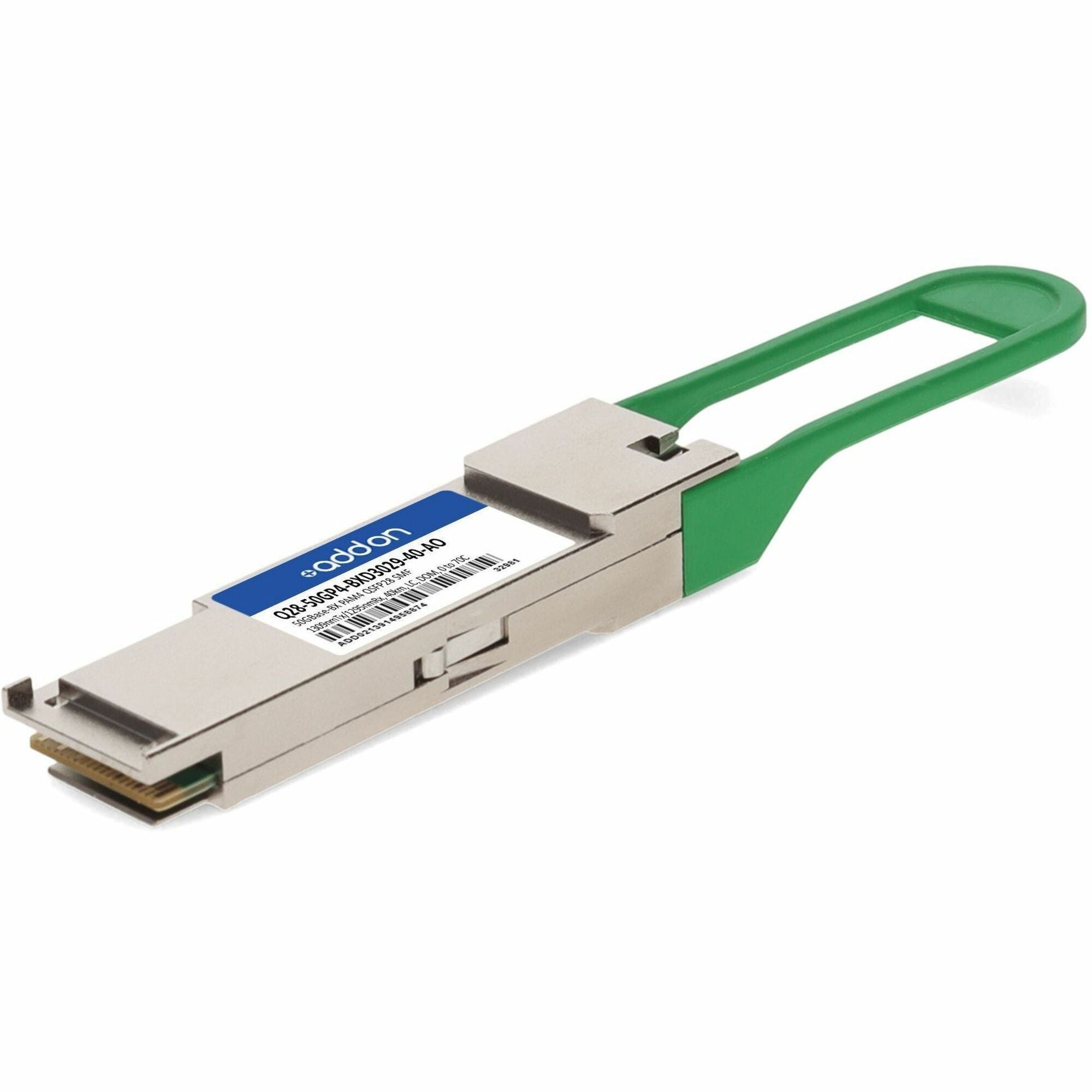 AddOn MSA and TAA 50GBase-BX PAM4 QSFP28 Transceiver (SMF, 1309nmTx/1295nmRx, 40km, LC, DOM) - Q28-50GP4-BXD3029-40-AO