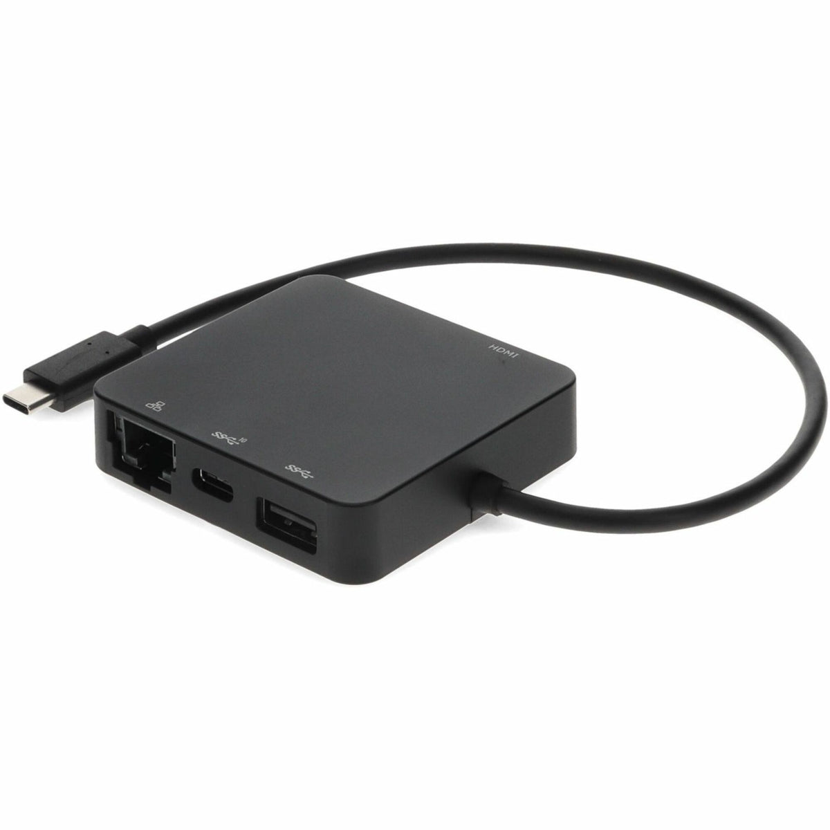 AddOn 8in USB-C Male to USB 3.1 (C), HDMI 4K, USB 3.1 Gen 2 (A), and RJ-45 Female Black Hub - USBC2C313G2H4R