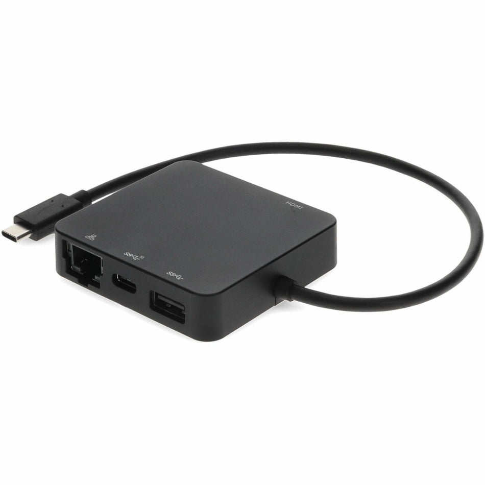 AddOn 8in USB C Male to USB C 3.1, HDMI 4K, USB A 3.1 Gen 2, and RJ-45 Female Black Hub - USBC2C313G2H4R