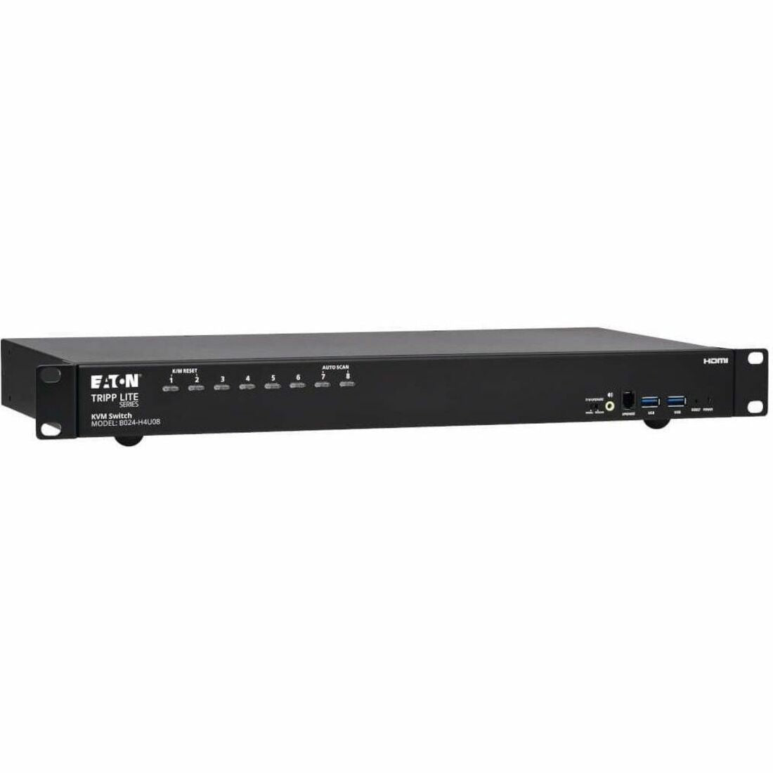 Tripp Lite by Eaton 8-Port 4K HDMI/USB KVM Switch - 4K 60 Hz Video/Audio, USB Peripheral Sharing, 1U Rack-Mount - B024-H4U08